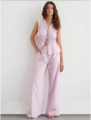 Pantaloni a righe a gamba larga con elastico in vita hiccup