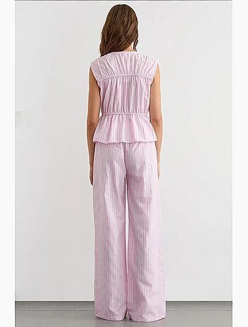 Pantaloni a righe a gamba larga con elastico in vita hiccup