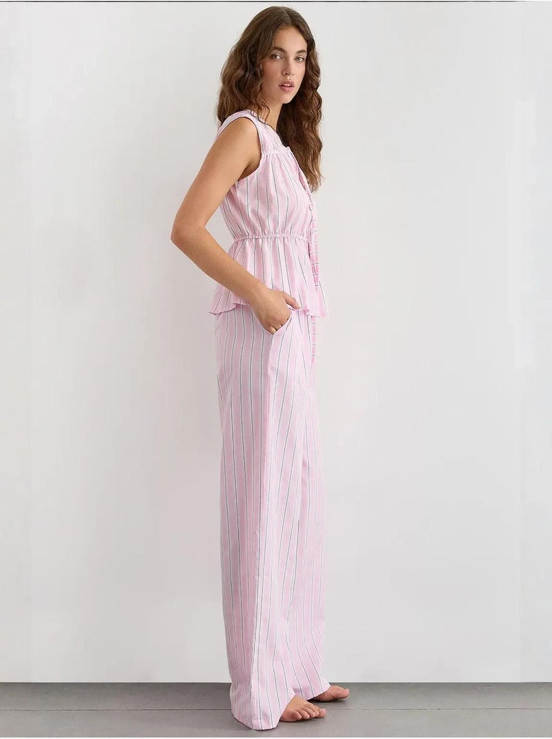 Pantaloni a righe a gamba larga con elastico in vita hiccup Rosa - Kiabi