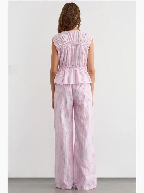 Pantaloni a righe a gamba larga con elastico in vita hiccup - Kiabi
