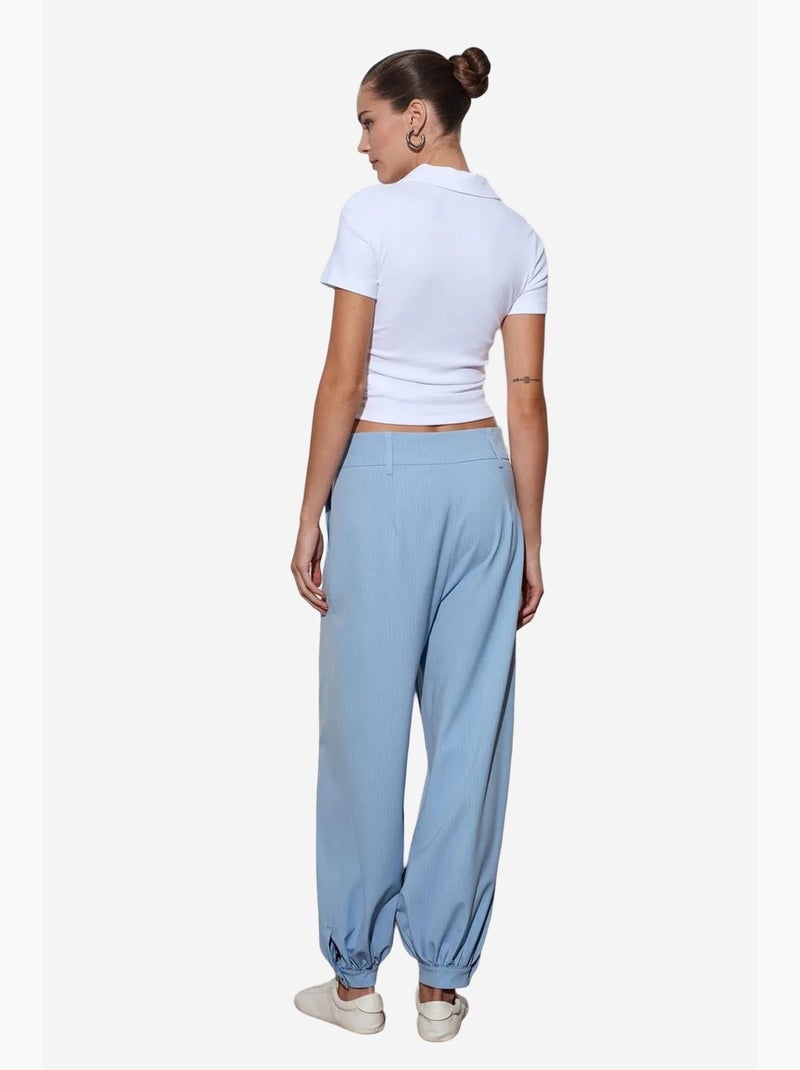 Pantaloni a righe a vita alta a gamba ampia dilvin Blu cielo - Kiabi