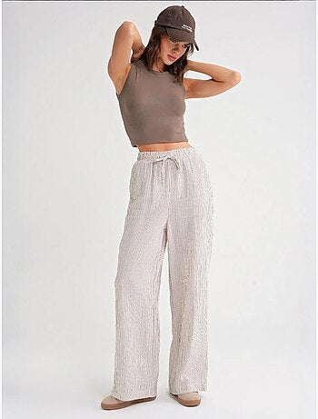 Pantaloni a righe a vita alta con coulisse mixray