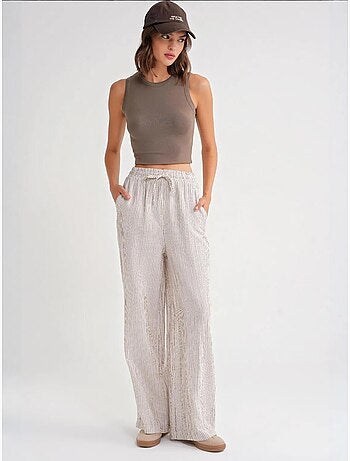 Pantaloni a righe a vita alta con coulisse mixray
