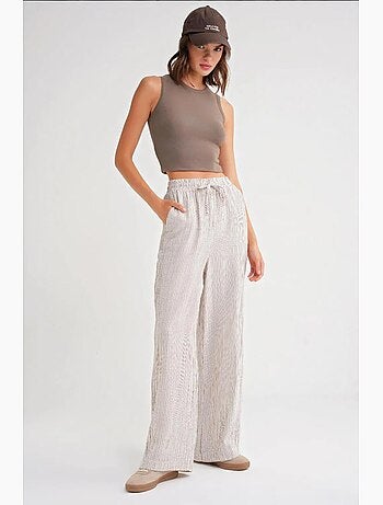 Pantaloni a righe a vita alta con coulisse mixray
