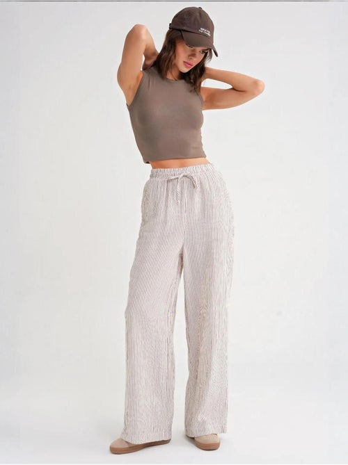 Pantaloni a righe a vita alta con coulisse mixray - Kiabi Pantaloni a righe a vita alta con coulisse mixray - Kiabi