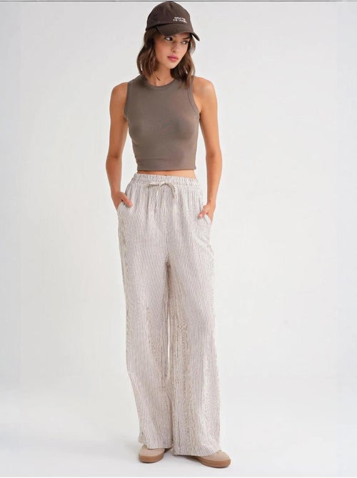 Pantaloni a righe a vita alta con coulisse mixray - Kiabi Pantaloni a righe a vita alta con coulisse mixray - Kiabi