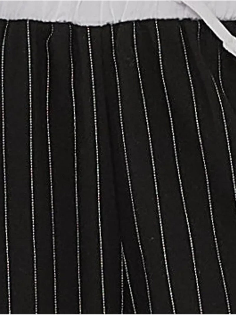 Pantaloni a righe con elastico in vita Nero - Kiabi
