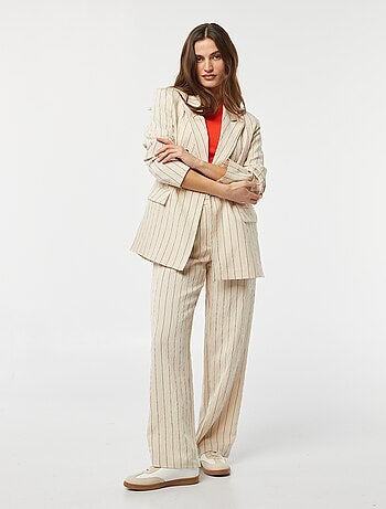 Pantaloni a righe con pinces