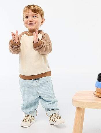 Pantaloni a righe in denim regolabili in cotone