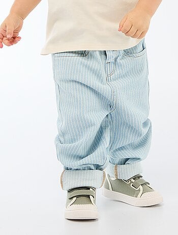 Pantaloni a righe in denim regolabili in cotone