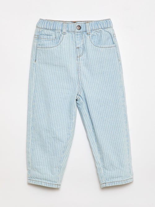 Pantaloni a righe in denim regolabili in cotone - Kiabi