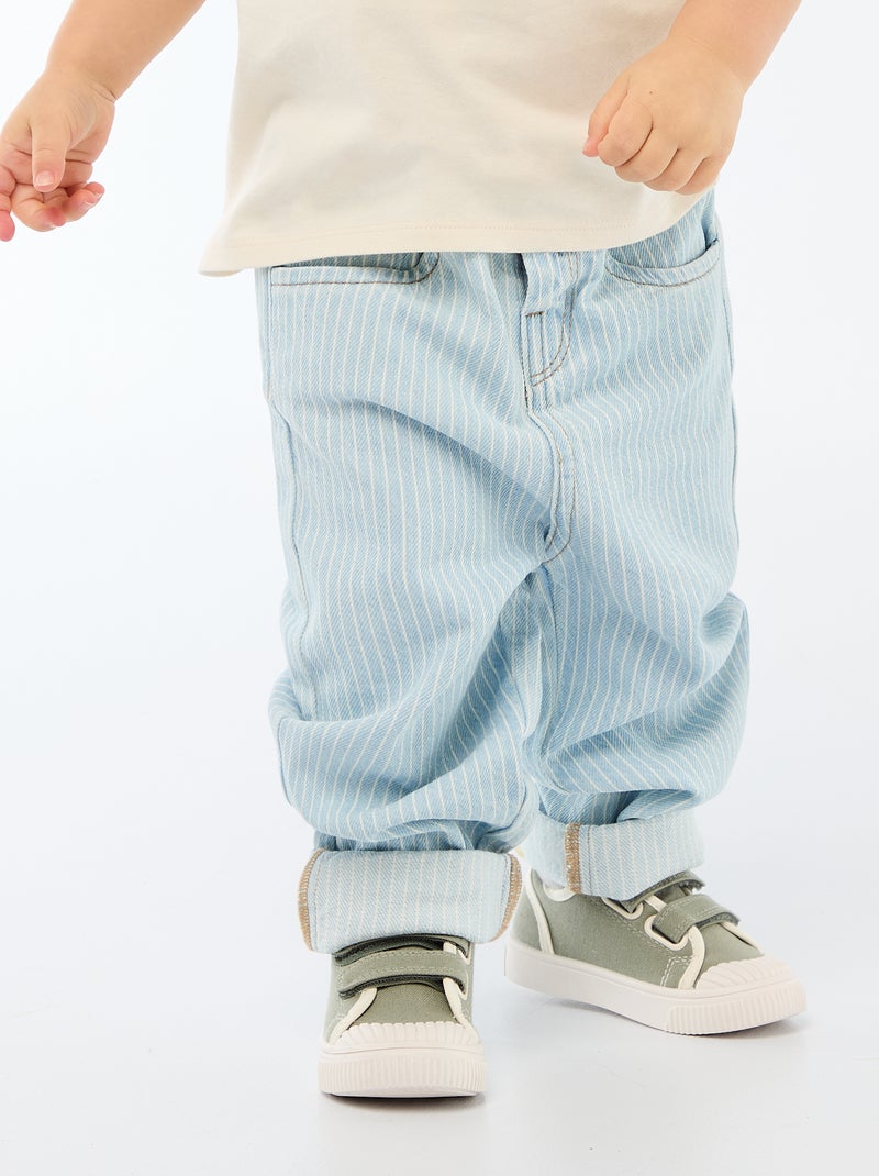 Pantaloni a righe in denim regolabili in cotone Blu - Kiabi