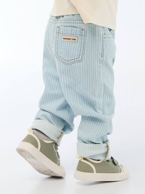 Pantaloni a righe in denim regolabili in cotone - Kiabi