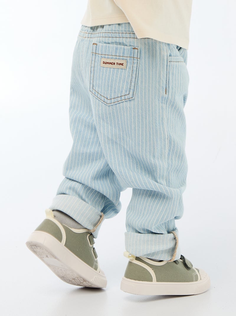 Pantaloni a righe in denim regolabili in cotone Blu - Kiabi