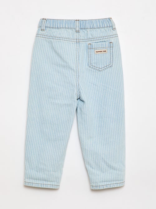 Pantaloni a righe in denim regolabili in cotone - Kiabi
