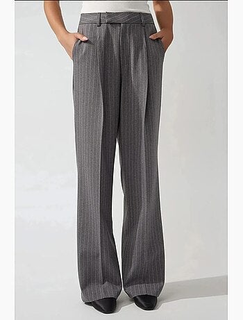 Pantaloni a righe plissettati a gamba dritta hiccup