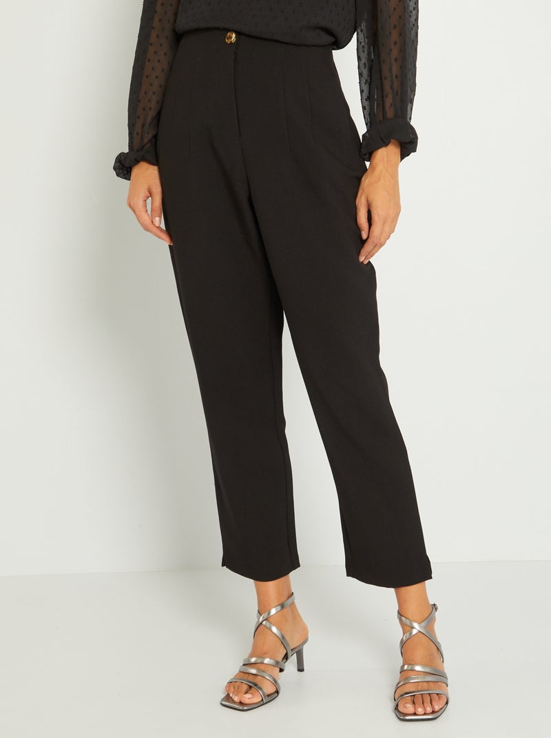 Pantaloni a sigaretta a vita alta 'eco-sostenibili' Nero - Kiabi