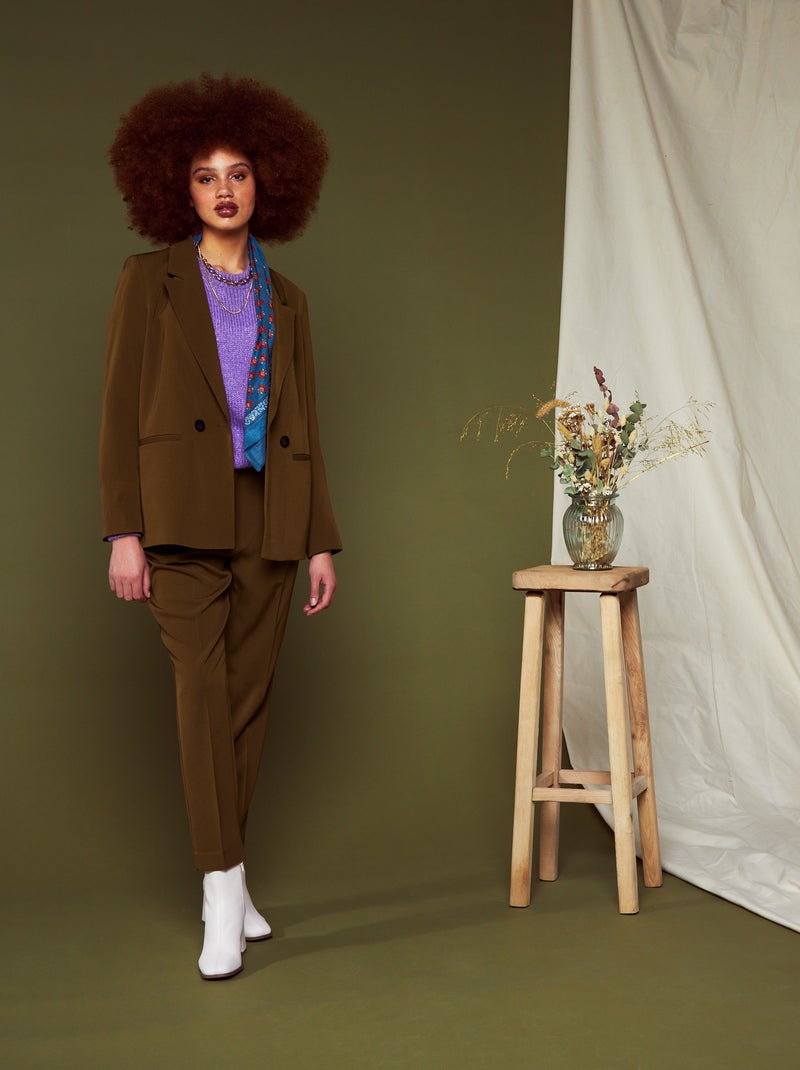 Pantaloni a sigaretta a vita alta MARRONE - Kiabi