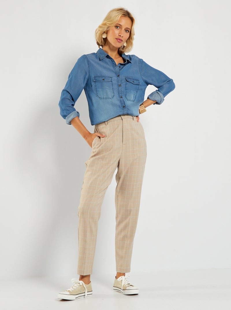 Pantaloni a sigaretta 'Principe di Galles' BEIGE - Kiabi