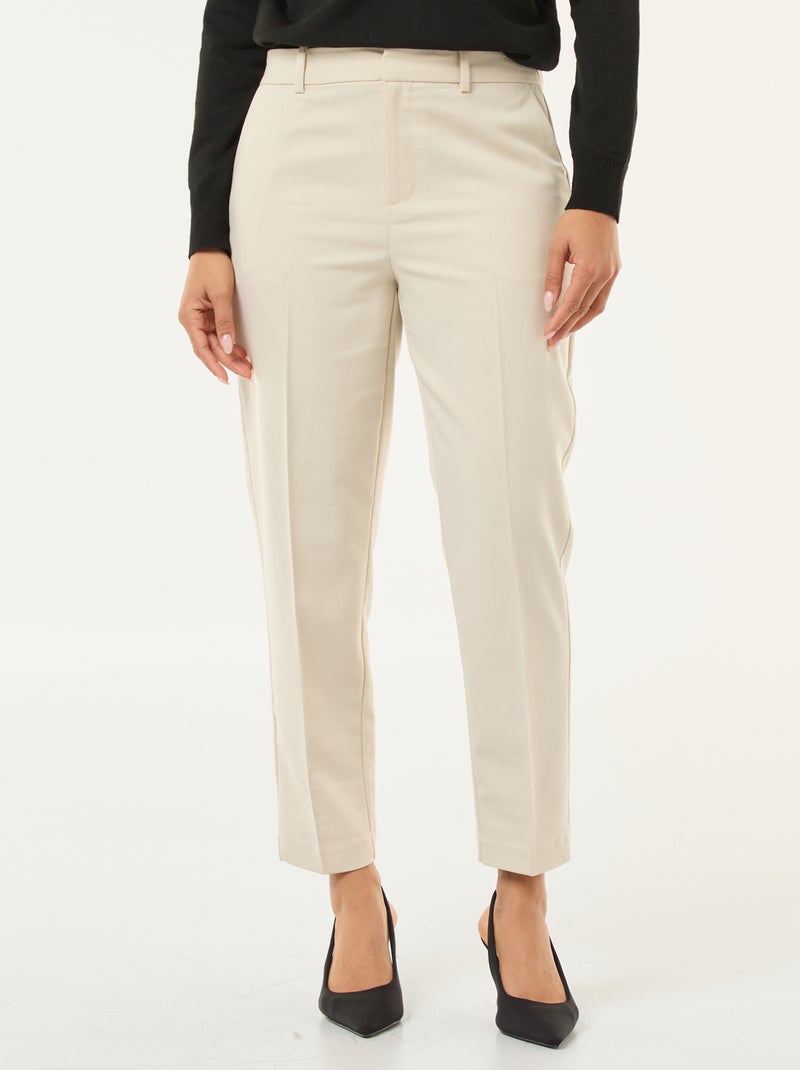 Pantaloni a sigaretta tinta unita con 2 tasche Beige - Kiabi