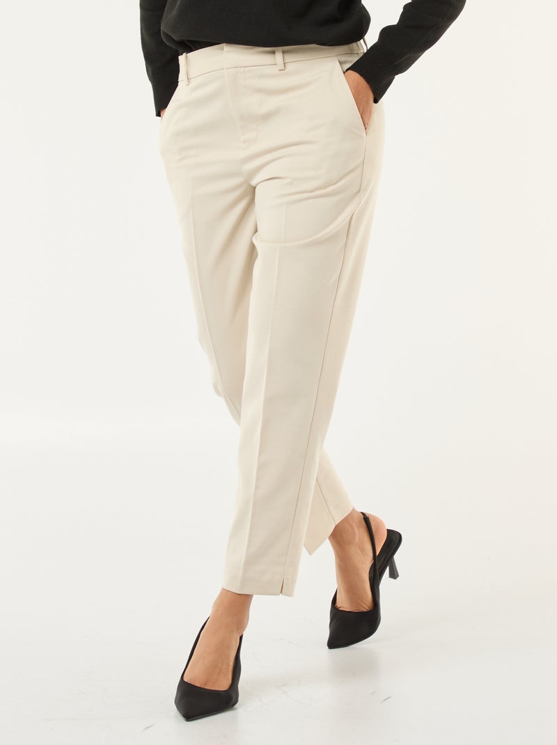 Pantaloni a sigaretta tinta unita con 2 tasche Beige - Kiabi
