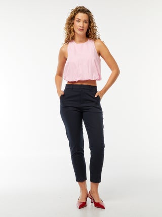 Pantaloni a sigaretta tinta unita con 2 tasche