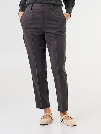 Pantalone da donna a sigaretta tinta unita in tessuto armaturato