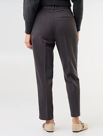 Pantalone da donna a sigaretta tinta unita in tessuto armaturato