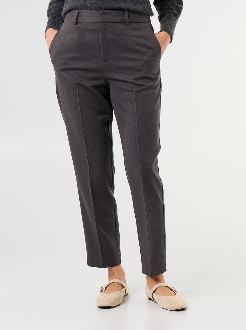 Pantaloni a sigaretta tinta unita con 2 tasche Grigio - Kiabi