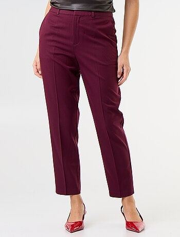 Pantalone da donna a sigaretta tinta unita in tessuto armaturato