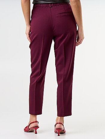 Pantalone da donna a sigaretta tinta unita in tessuto armaturato