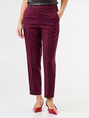 Pantalone da donna a sigaretta tinta unita in tessuto armaturato