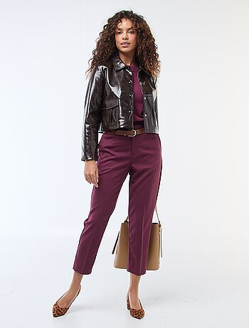 Pantaloni a sigaretta tinta unita con 2 tasche