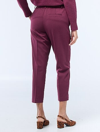 Pantaloni a sigaretta tinta unita con 2 tasche