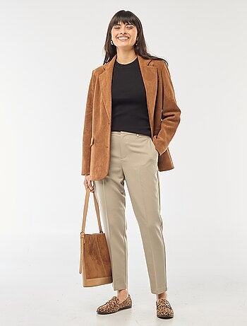 Pantaloni a sigaretta tinta unita con 2 tasche