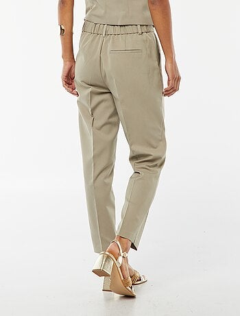 Pantaloni a sigaretta tinta unita con 2 tasche
