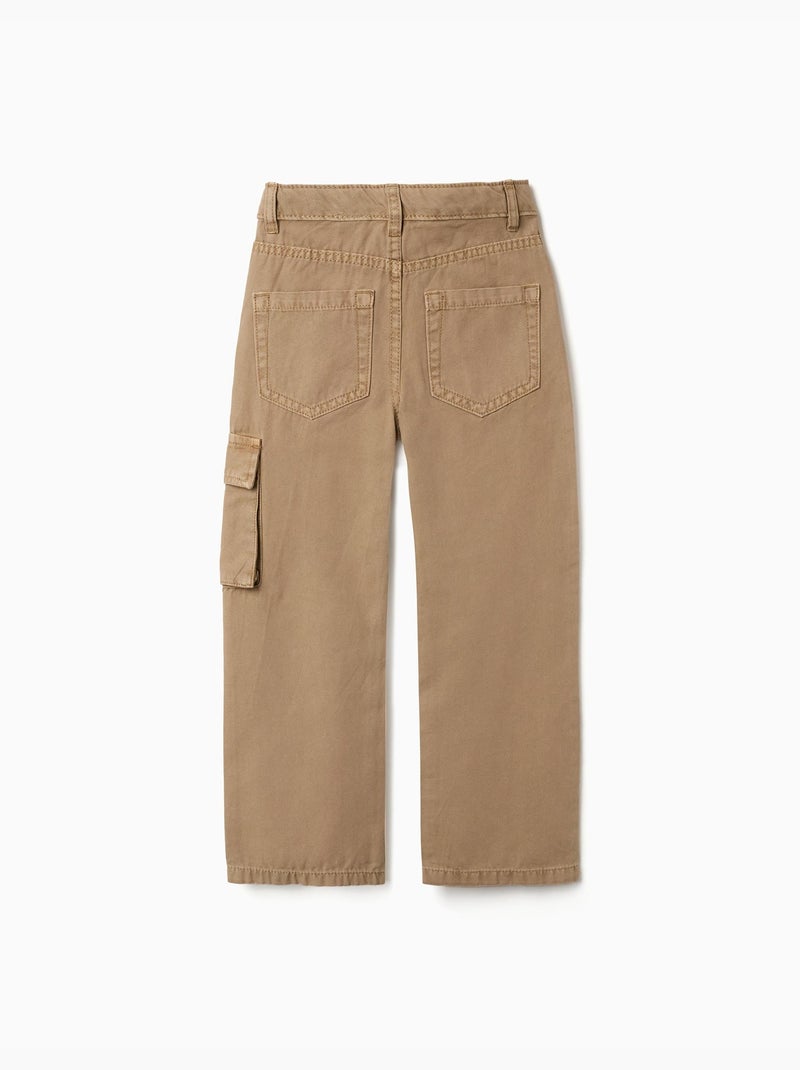Pantaloni a taglio dritto in cotone con 5 tasche Beige - Kiabi