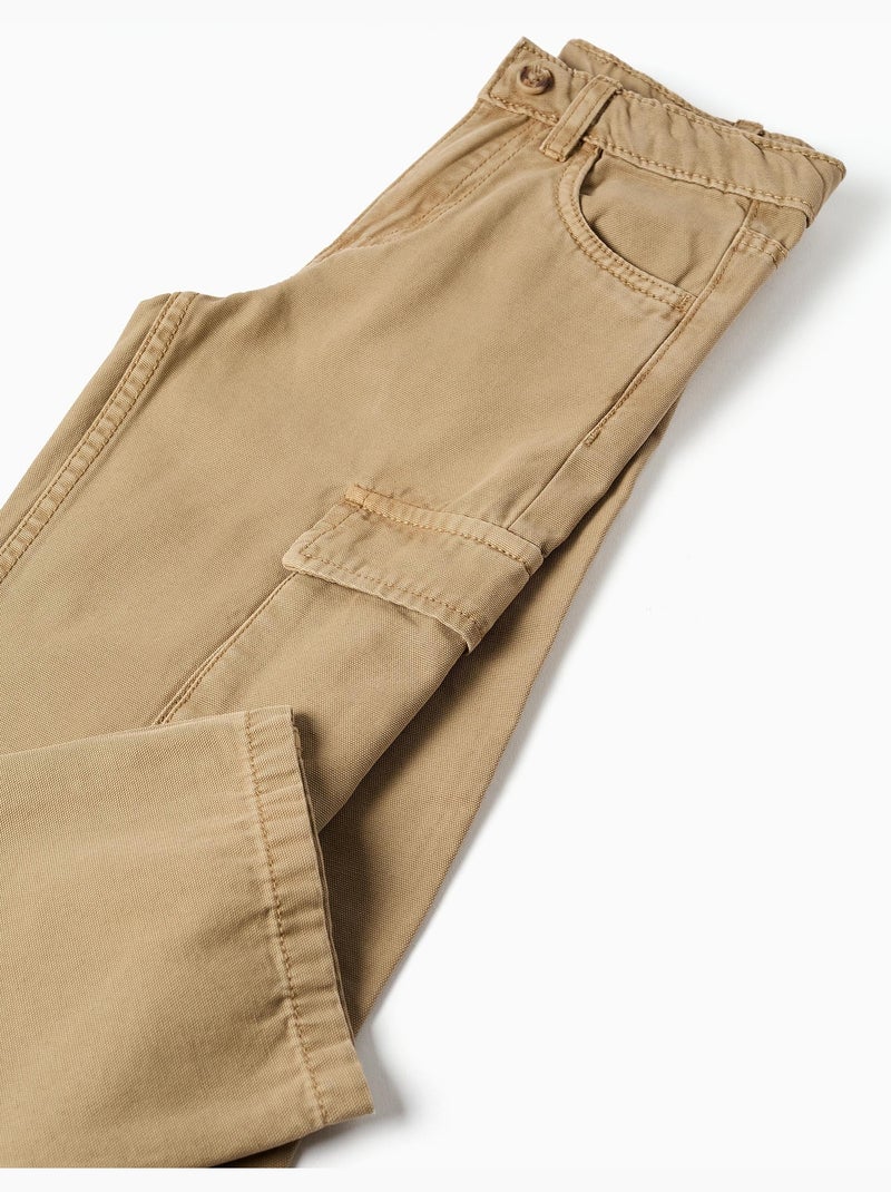 Pantaloni a taglio dritto in cotone con 5 tasche Beige - Kiabi