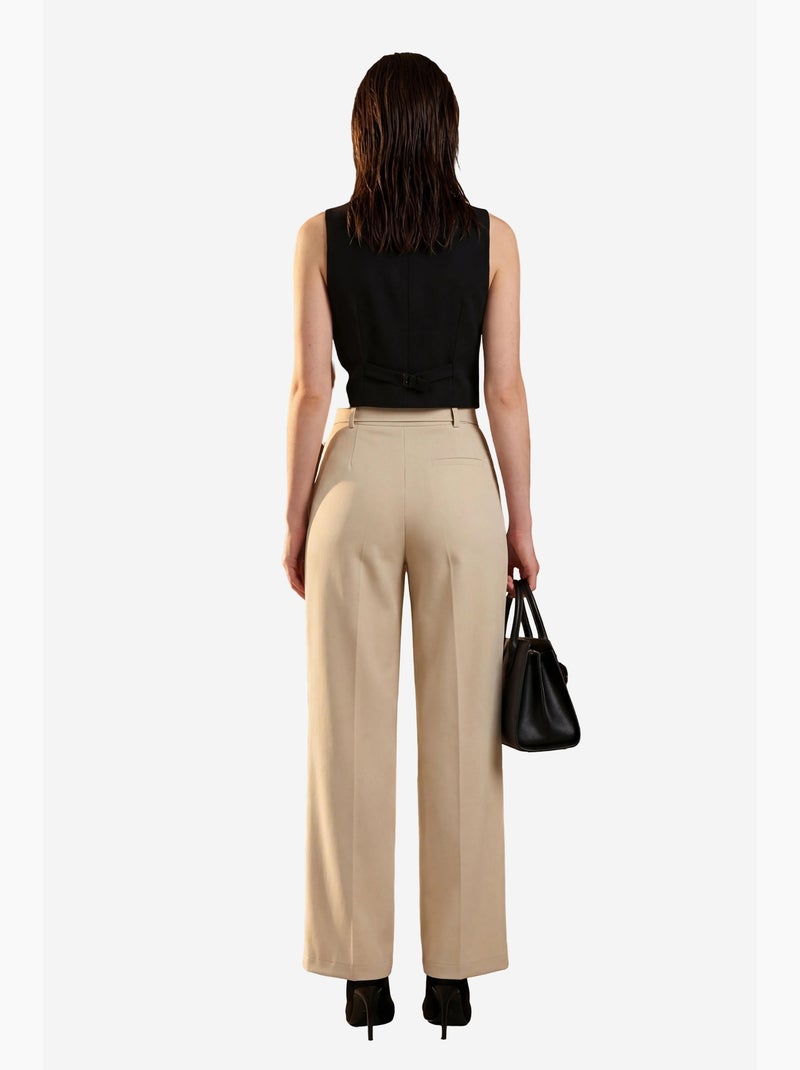 Pantaloni a vita alta a gamba ampia con cintura my fashion Beige argilla - Kiabi