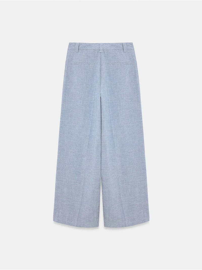 Pantaloni a vita alta a gamba ampia con pieghe dilvin Grigio - Kiabi