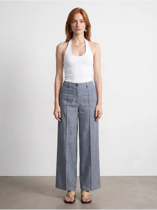 Pantaloni a vita alta a gamba ampia con pieghe dilvin - Kiabi Pantaloni a vita alta a gamba ampia con pieghe dilvin - Kiabi