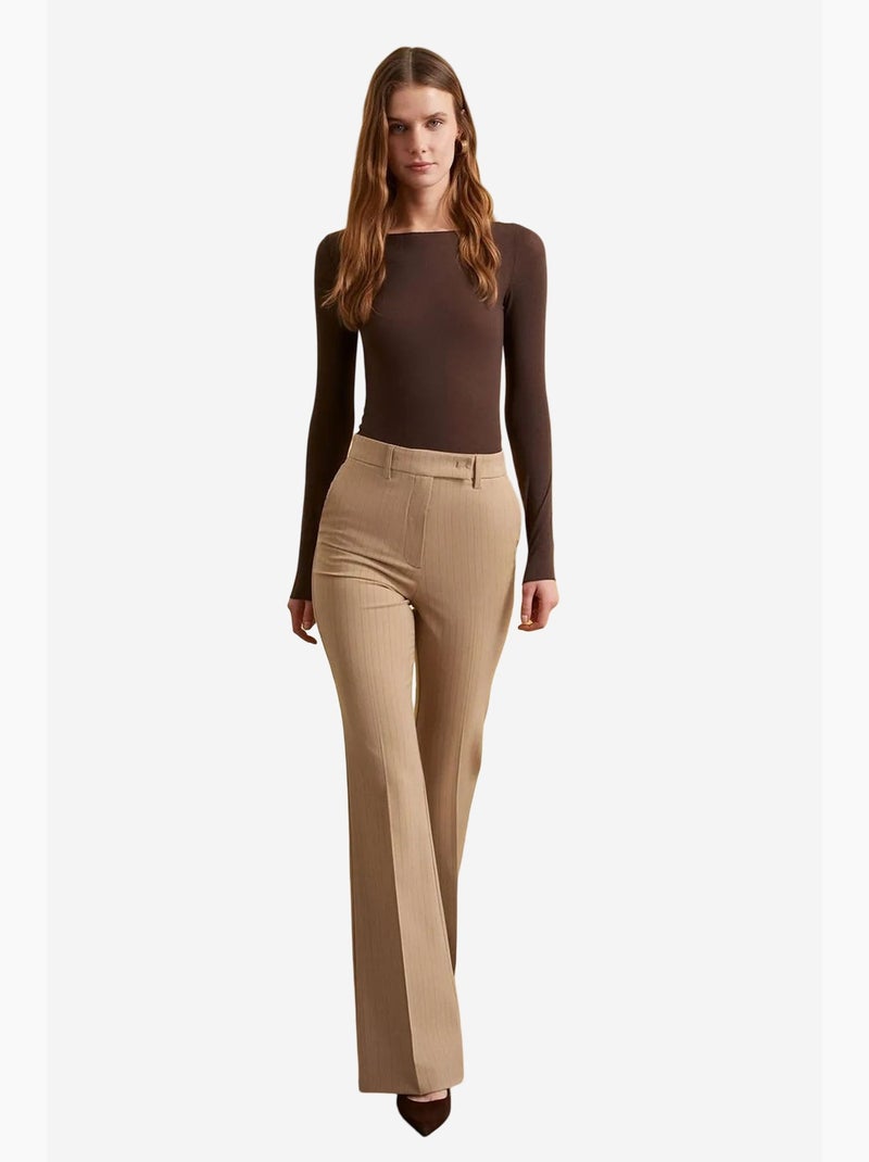 Pantaloni a vita alta a gamba ampia dilvin Beige argilla - Kiabi