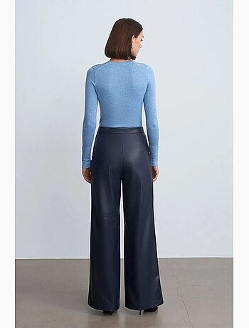 Pantaloni a vita alta a gamba ampia in ecopelle dilvin
