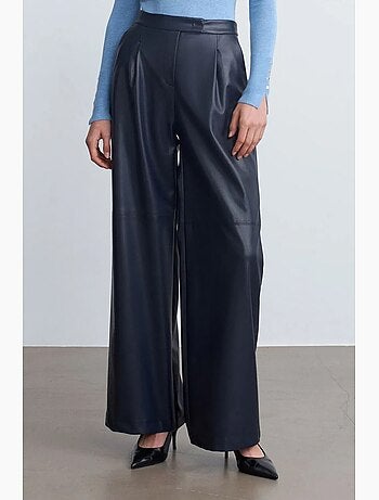 Pantaloni a vita alta a gamba ampia in ecopelle dilvin