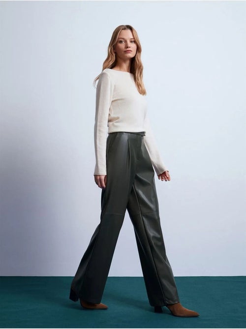 Pantaloni a vita alta a gamba ampia in ecopelle dilvin - Kiabi Pantaloni a vita alta a gamba ampia in ecopelle dilvin - Kiabi