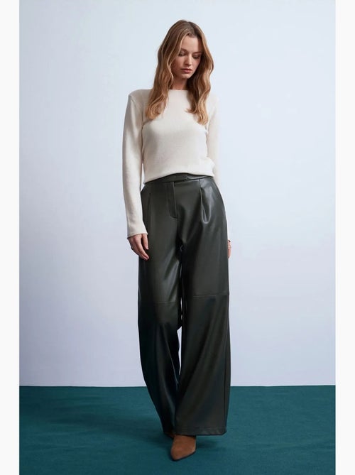 Pantaloni a vita alta a gamba ampia in ecopelle dilvin - Kiabi Pantaloni a vita alta a gamba ampia in ecopelle dilvin - Kiabi