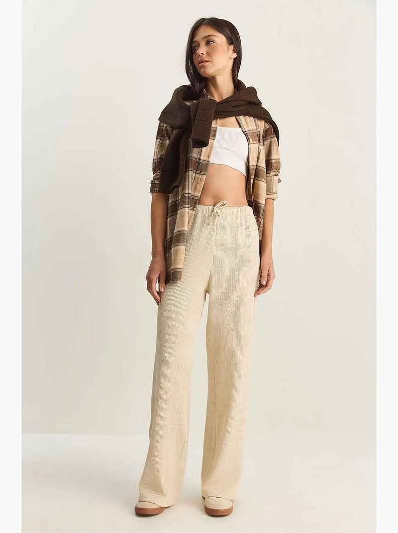 Pantaloni a vita alta a gamba ampia lucci Crema - Kiabi