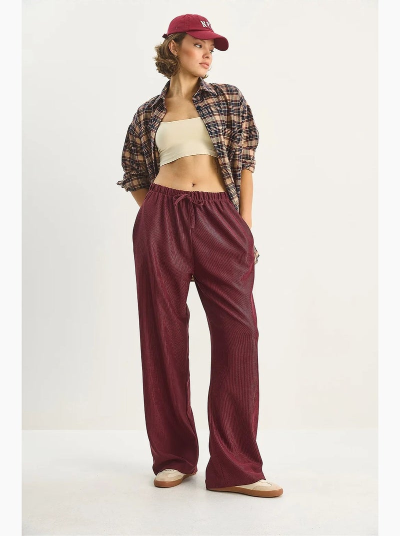 Pantaloni a vita alta a gamba ampia lucci Rosso bordeaux - Kiabi
