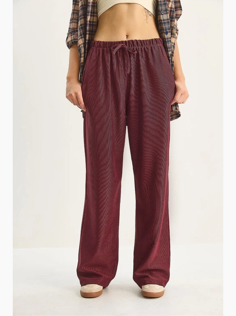 Pantaloni a vita alta a gamba ampia lucci Rosso bordeaux - Kiabi