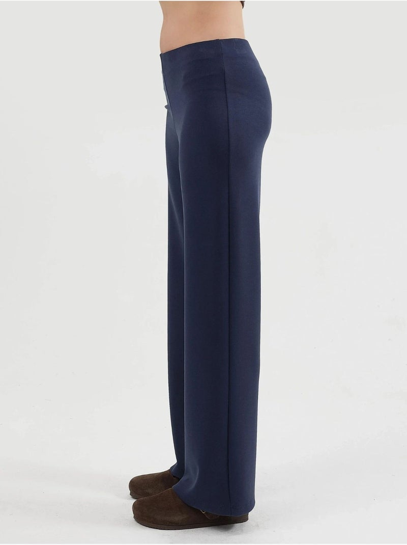 Pantaloni a vita alta a gamba dritta busem Blu marino - Kiabi